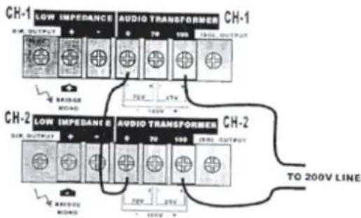 CH-1 LOW IMPEDANCE AUDIO TRANSFORMER CH-1 BRIDGE MOUNTED CH-2 LOW IMPEDANCE AUDIO TRANSFORMER CH-2 TO 200V LINE 72V 45V 72V 35V 72V 35V