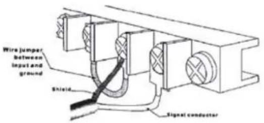 Wire jumper between input and ground Shield Signal conductor