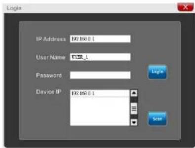 Login IP Address 192.160.1 User Name USB_1 Password Device IP 192.160.1 Login Scan