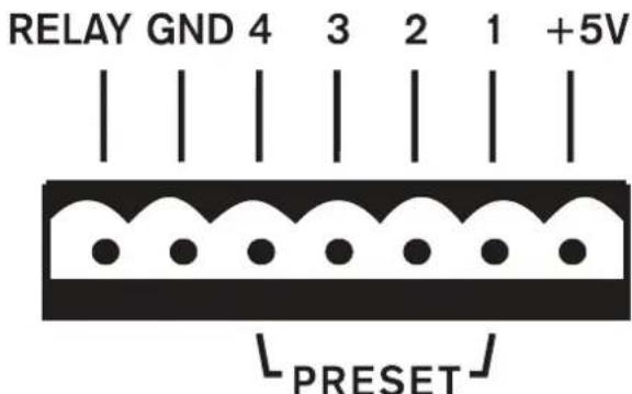 RELAY GND 4 3 2 1 +5V PRESET