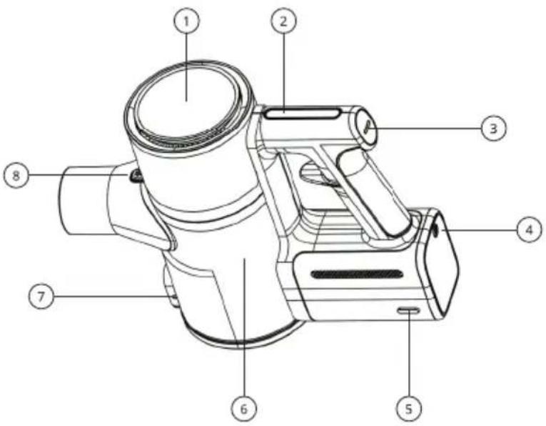 Technical diagram of a portable device with numbered parts for identification