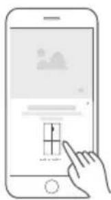 Illustration of a hand interacting with a smartphone displaying a grid interface, likely for mobile app or system access.