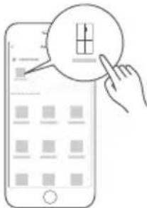 Illustration showing a hand pointing at a smartphone screen with a magnifying glass highlighting a grid interface.