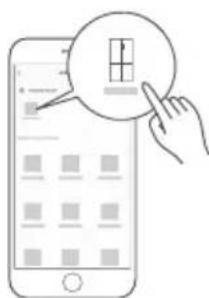 Illustration of a hand interacting with a smartphone displaying a grid interface, with a magnifying glass highlighting a grid cell.
