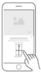 Illustration of a hand interacting with a smartphone displaying a grid interface, likely for mobile app or system interaction.