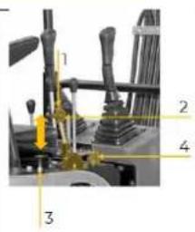 Technical diagram of a mechanical assembly with numbered components labeled 1, 2, 3, and 4