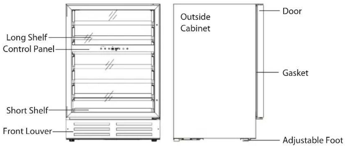 Long Shelf Control Panel Short Shelf Front Louver Outside Cabinet Door Gasket Adjustable Foot