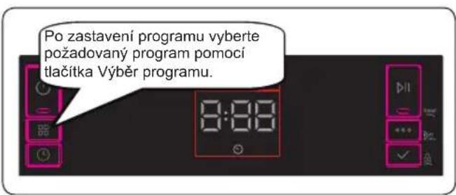 Po zastavení programu vyberte požadovaný program pomocí tlačítka Výběr programu. 8:88