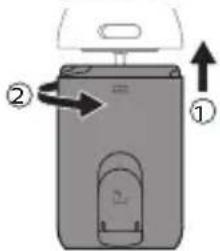 Diagram of a device with labeled parts and directional arrows indicating movement or orientation