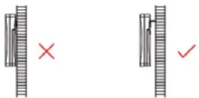 Diagram showing two mechanical or structural components with red X and ✓ symbols indicating failure or rejection status.