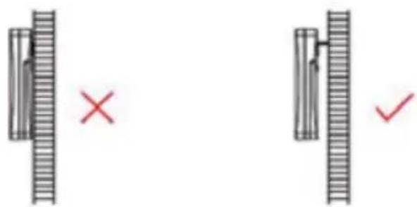 Diagram showing two mechanical or structural components with a red X and ✓ symbols indicating failure or rejection status.