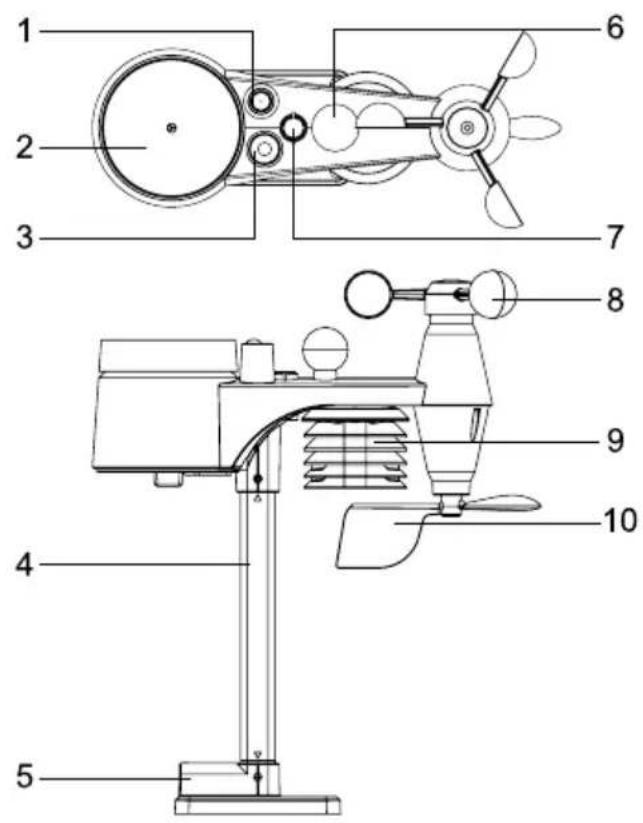 Technical diagram of a mechanical device with numbered parts for identification