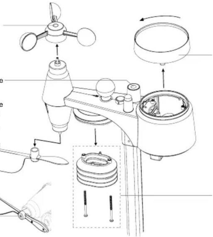 Technical diagram of an air conditioning system with labeled components and assembly steps
