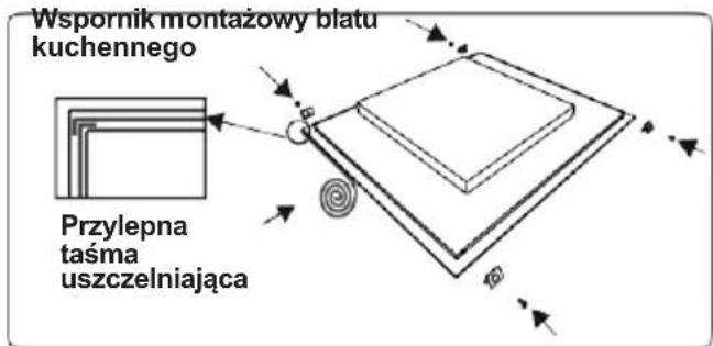 Wspornik montażowy blatu kuchennego Przylepna taśma uszczelniająca