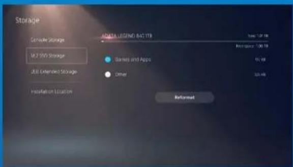 Storage M2.2 DVD Storage JBJ Extended Storage Installation Location ADATA LEGEND BACTIB Type: 100 GB Recall speed: 100 GB Games and Apps 10 GB Other 325 GB Referent