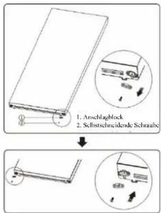 1. Anschlagblock 2. Selbstschneidende Schraube