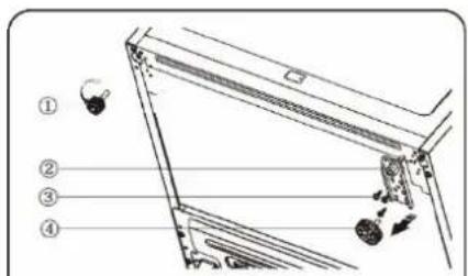 Technical diagram of a mechanical assembly with numbered parts and directional arrows indicating motion or movement.