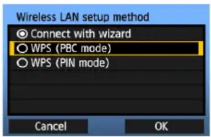 CANON WFT-E4 II - Připojení k WPS (režim PBC) - 1