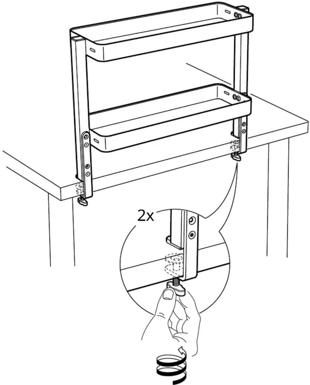 Technical diagram showing a mechanical assembly with a magnified inset highlighting a 2x ratio of mechanical advantage.