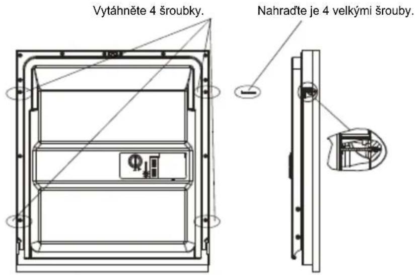 Vytáhněte 4 šroubky. Nahradťe je 4 velkými šrouby.