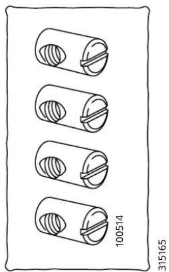 Four cylindrical mechanical components with threaded holes, arranged vertically (no text or symbols)