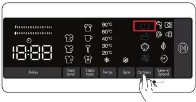 90°C 60°C 40°C 30°C 20°C Delay Stain level Stain type Temp. Spin Options Save +/Speed
