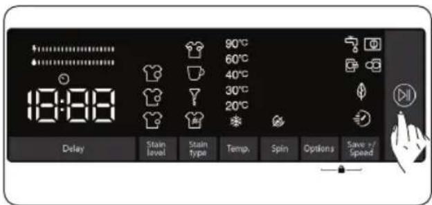 18:00 90°C 60°C 40°C 30°C 20°C Delay Stain level Stain type Temp. Spin Options Save >/Speed