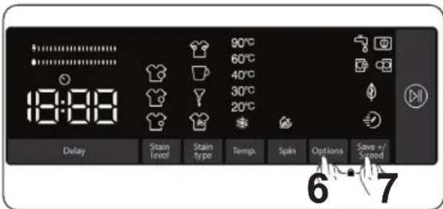 18:08 90°C 60°C 40°C 30°C 20°C Delay Stain level Stain type Temp. Spin Options Save +/- Speed 6 7