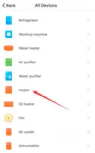 Back All Devices Refrigerator Washing machine Water heater Air purifier Water purifier Heater Oil heater Fan Air cooler Dehumidifier