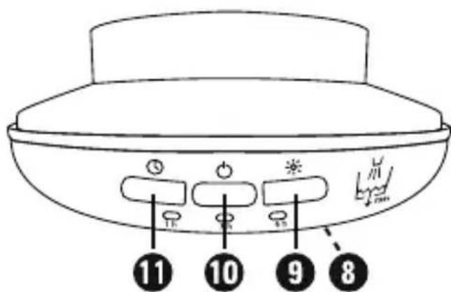 Diagram of a food container with labeled ports and numbered parts, likely for cooking or labeling.