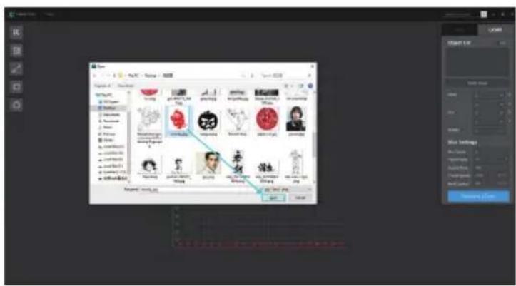 Screenshot of a software interface showing a list of image thumbnails with Chinese labels and a highlighted selection panel.