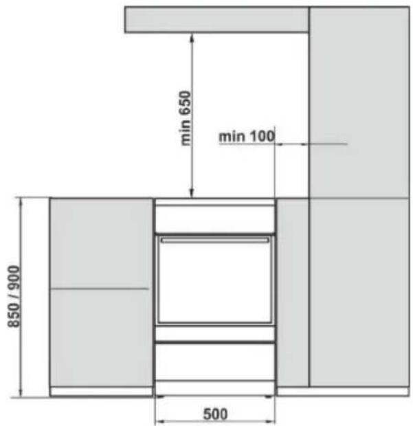 GORENJE GK5C42WH - UMÍSTĚNÍ SPOTŘEBIČE (mm) (v závislosti na modelu) - 1