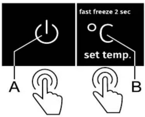 fast freeze 2 sec set temp. A B