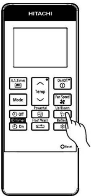 HITACHI A.S.Timer Mode Off Timer On Temp Powerful Frost Wash On/Off Fan Speed Up/Down Refresh Reset