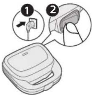 Diagram showing two steps of a device with labeled parts, including a connector and a close-up view of the device.