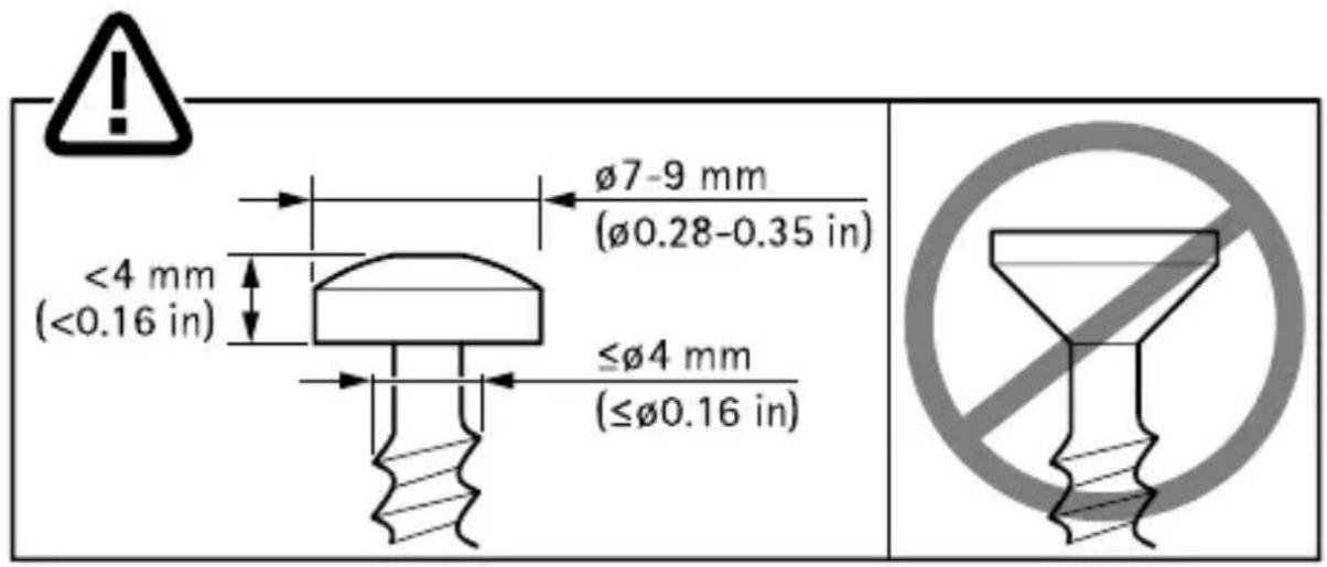Ø7-9 mm (Ø0.28-0.35 in) <4 mm (<0.16 in) ≤Ø4 mm (≤Ø0.16 in) No