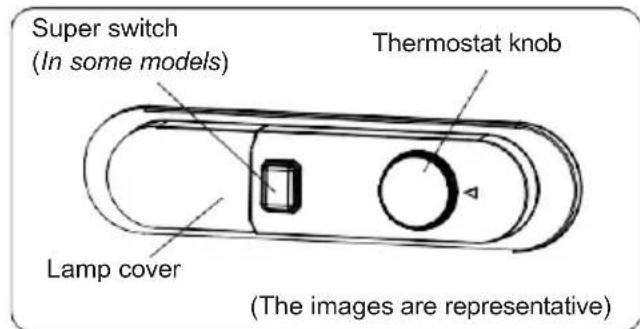 Super switch (In some models) Thermostat knob Lamp cover (The images are representative)