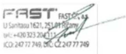 FAST FAST C, a.s. U Sanitasu 1621, 251.01 RCPany tIC: +420 323 204 111 ICO: 247 77 749, SIC: CZ 247 77 749