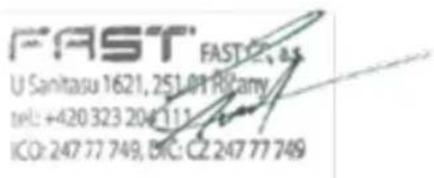 FAST FAST U Sanitasu 1621, 251.01 Rizany telo: +420.323.204.111. ICO: 247.77.749, BTC: CZ 247.77.749