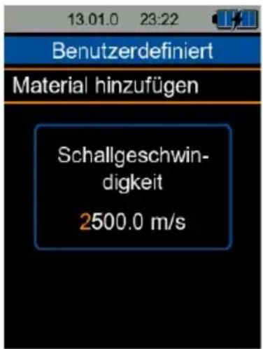 13.01.0 23:22 Benutzerdefiniert Material hinzufügen Schallgeschwin- digkeit 2500.0 m/s