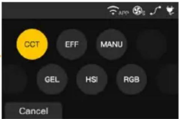 CCT EFF MANU GEL HSI RGB Cancel