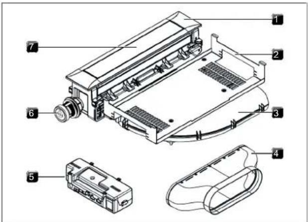 Technical diagram of an electronic device with numbered components for identification