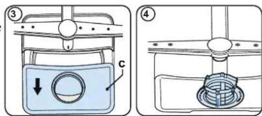 Technical diagram showing two views of a car air vent with labeled components and directional arrows
