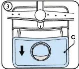 Diagram of a piston-cylinder system with labeled components and directional arrow