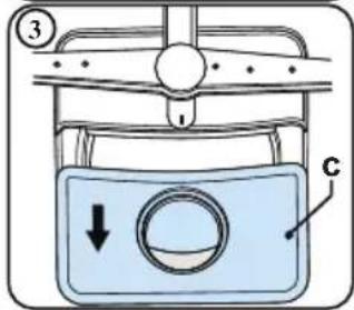 Diagram of a piston-cylinder system with labeled components and directional arrow