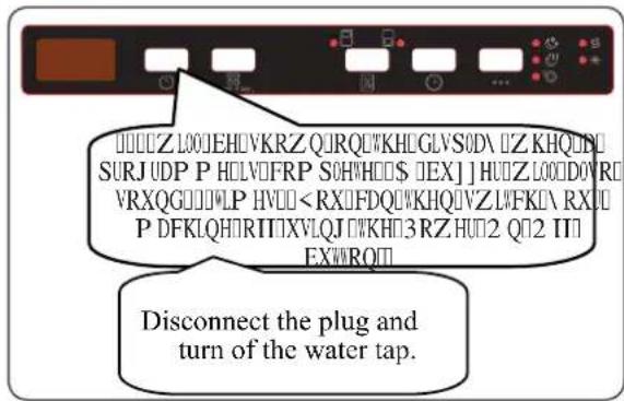 DISCONNECT the plug and turn of the water tap.