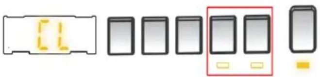 Diagram showing a device with a digital display and multiple smartphone screens, highlighting one screen with two buttons.