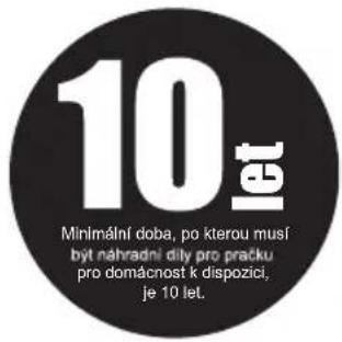 10 let Minimální doba, po kterou musí byt nahradní dily pro pračku pro domácnost k dispozici, je 10 let.