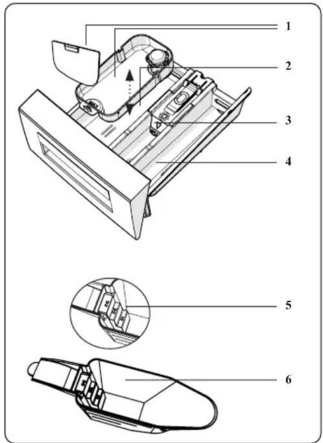 Technical diagram of a device's internal components with numbered labels for identification