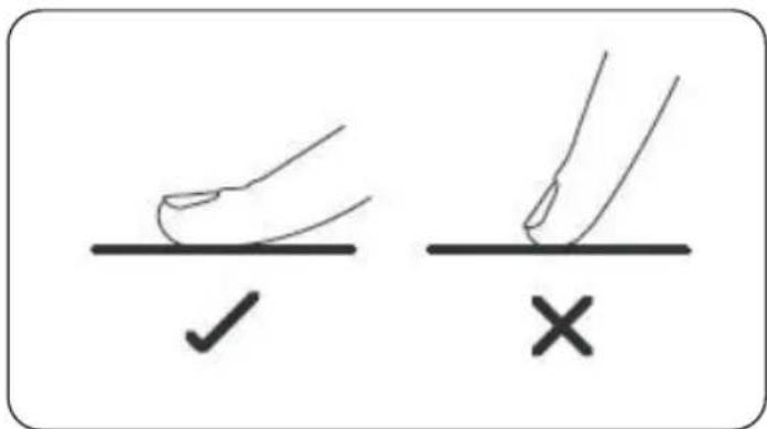 Diagram showing two hand positions with checkmark and cross symbols, likely indicating correct and incorrect states.